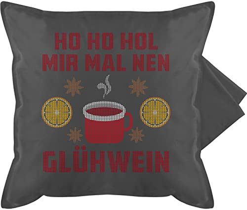 Kissenbezug - Weihnachtskissen Christmas Geschenke - Ho Ho Hol mir mal nen Glühwein - 50 x 50 cm - Grau - weihnachts-kissen weihnacht hoho kissenbezüge weihnachts-kissenbezug weihnachtsmotiv bezug von Shirtracer