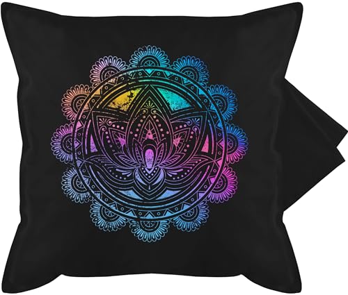 Kissenbezug - Yoga - Kissen - Lotusblume Lotus Meditation Entspannung Spirituelle Mandala Pilates - 50 x 50 cm - Schwarz - Joga kissenhülle für kissenbezüge Alles Geschenke Fans von Shirtracer