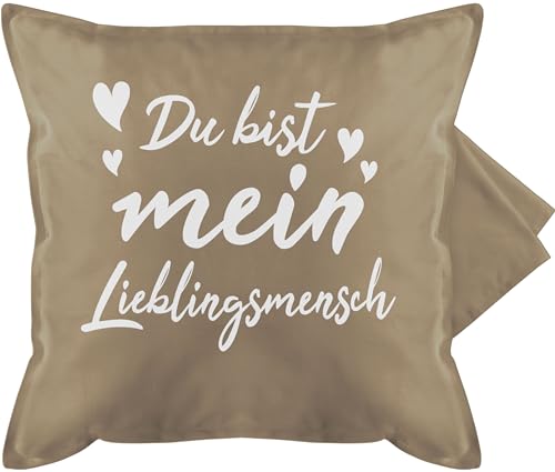 Shirtracer Kissenbezug - Valentinstag Partner Kissen Ideen - Du bist Mein Lieblingsmensch - Herzmensch Herzens Mensch Geschenk Beste Freundin Geschenke Frauen Männer Kleine - 50 x 50 cm - Beige von Shirtracer