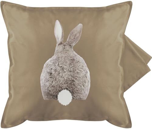 Kissenbezug - Osterkissen - Ostern Hase Hasen Hasenmotiv - 50 x 50 cm - Beige - bezug kissen ostergeschenke eltern ostermotiv kissenhüllen hasenkissen kissenhülle osterüberraschungen bezüge von Shirtracer