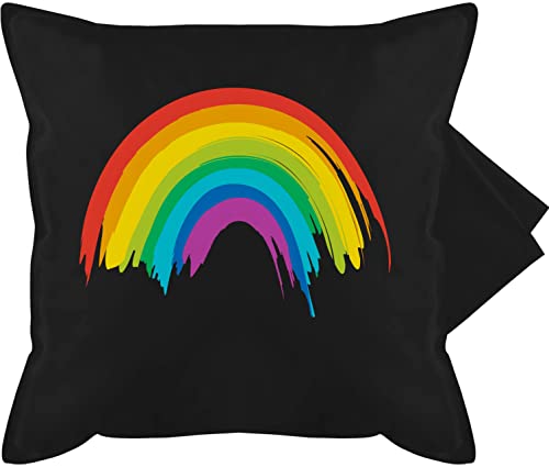 Kissenbezug - Kissen Pride Flag - Regenbogen LGBT & LGBTQ - 50 x 50 cm - Schwarz - CSD Rainbow zierkissen lqbtq kissenhülle Lesbian bezug lgbtqia Gay Kleidung von Shirtracer
