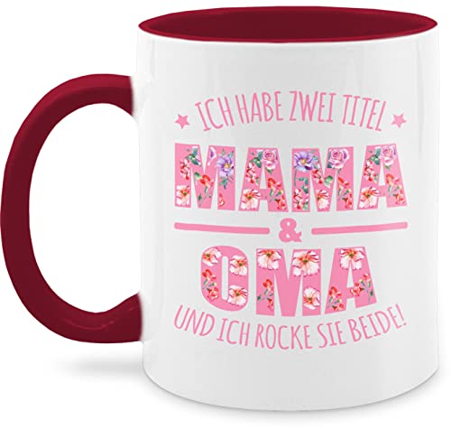 Tasse Tassen 325ml - Großmutter - Ich habe zwei Titel: Mama & Oma I Muttertag Omi - 325 ml - Bordeauxrot - geschenke mutter geschenk titel fuer und für beste geburtstag weihnachten coolste von Shirtracer