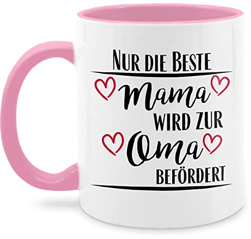 Tasse Tassen 325ml - Großmutter - Beste Mama wird zur Oma befördert - Schwangerschaft verkünden Omi - 325 ml - Rosa - nur die besten mamas fanmug schwanger geschenk für omilein to be von Shirtracer