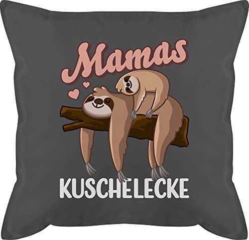 Shirtracer Kissen 50x50 - Mama - Mamas Kuschelecke mit Faultier - 50 x 50 cm - Grau - Fuer Mutter mütter Geschenke Mother muttertagsgeschenke Mami Geschenk Mothers muttertaggeschenke mamatags Mum von Shirtracer