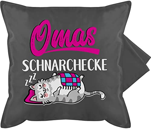 Kissenbezug - Oma Großmutter - Omas Schnarchecke Katze - weiß/Fuchsia - 50 x 50 cm - Grau - Geschenk Weihnachten Kissen omi ruheplatz kissenhüllen für Grandma bezug Grandmother kissenhülle von Shirtracer