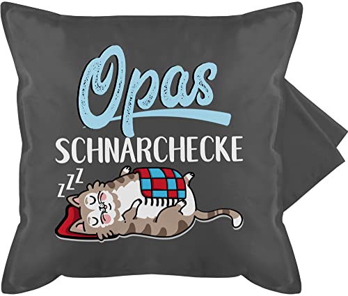 Kissenbezug - Opa Großvater - Opas Schnarchecke Katze - weiß/blau - 50 x 50 cm - Grau - Geschenk für Weihnachten Geschenke Grandpa schnarchplatz kissenhülle Kissen Grandad Katzen kuschelkissen von Shirtracer