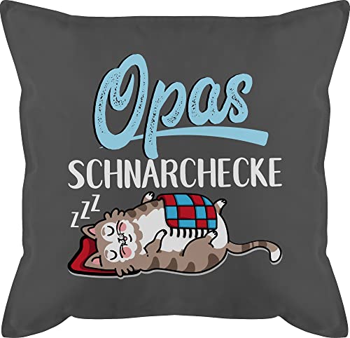 Kissen 50x50 - Opa Großvater - Opas Schnarchecke Katze - weiß/blau - 50 x 50 cm - Grau - Geschenk Weihnachten Grandpa schnarchplatz Kissenbezug für Grandad Katzen kissenbezüge Grossvater von Shirtracer