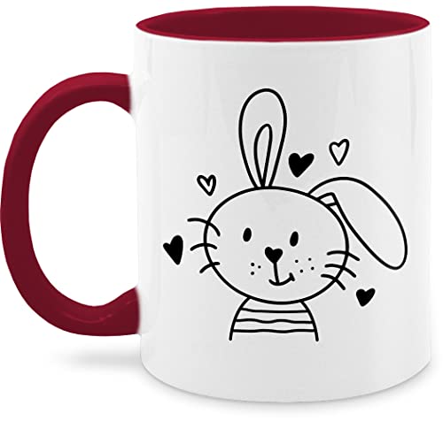 Tasse Tassen 325ml - Ostergeschenke - Hasen Schlappohr Osterhase - 325 ml - Bordeauxrot - geschenke für hasenliebhaber oster kleinigkeit scribble hase ostermotiv osterkleinigkeiten mit ostern von Shirtracer