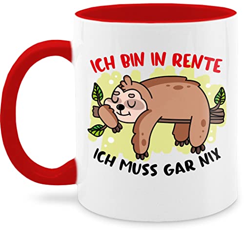 Tasse Tassen 325ml - Geschenk Rentner - Ich bin in Rente Ich muss gar nix Faultier - 325 ml - Rot - nur noch eine pflanze ruhestand pensionisten wärmende für kollegen zum abschied pensionierung von Shirtracer