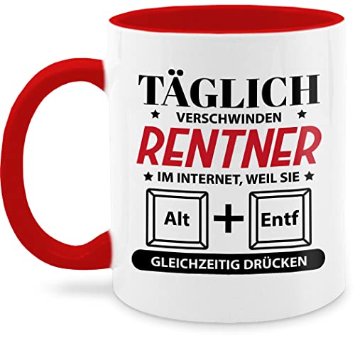 Tasse Tassen 325ml - Rente Geschenk - Täglich verschwinden Rentner im Internet - 325 ml - Rot - pensionisten wärmende ruhestand pensionierung für kollegen zum abschied rentn geschenke neue rentne von Shirtracer