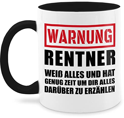 Tasse Tassen 325ml - Rente Geschenk - Warnung! Rentner der alles weiß - 325 ml - Schwarz - ruhestand warnung kaffeetasse geschenke für rentnertassen renteneintritt wärmende ich gehe in pension von Shirtracer