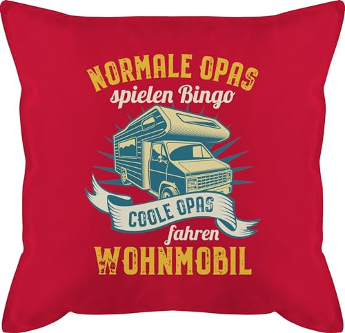 Shirtracer Kissen 50x50 - Opa Großvater - Normale Opas Spielen Bingo - Coole Opas Fahren Wohnmobil - 50 x 50 cm - Rot - Geschenke Geschenk Grandpa Camper mit füllung Grandad Camping für Grossvater von Shirtracer