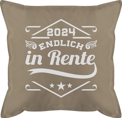 Kissen 50x50 - Rentner Deko Ruhestand - 2024 Endlich in Rente - 50 x 50 cm - Beige - rentenbeginn lustig abschied kollegin geschenke zum vorruhestand abschiedgeschenk für kollegen zur pensionierung von Shirtracer