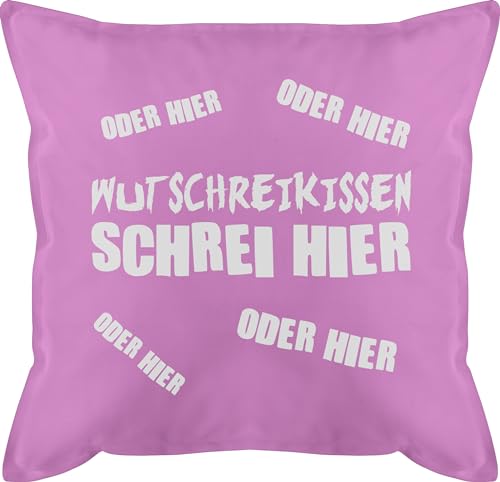 Shirtracer Kissen 50x50 - Statement - Wutschreikissen - schrei Hier - 50 x 50 cm - Pink - wutkissen Statements gegen Wut mit füllung schreien Kissenbezug schmusekissen männerkissen kissenhülle von Shirtracer