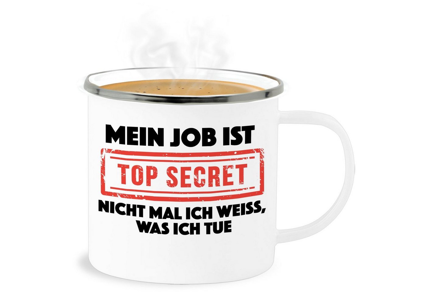 Shirtracer Becher Mein Job ist top secret, Stahlblech, Statement Sprüche von Shirtracer