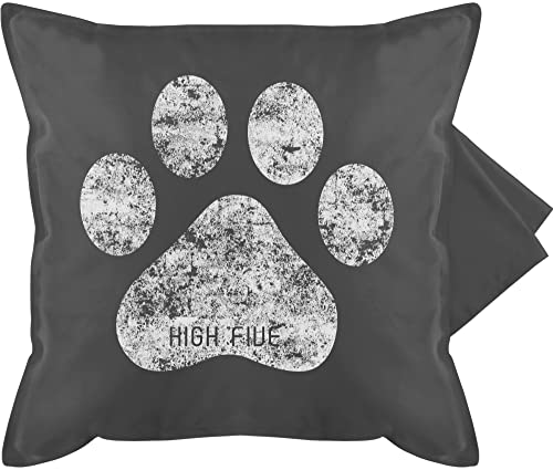 Kissenbezug - Deko Kissen Hobby - High Five Hunde Pfote - 50 x 50 cm - Grau - pfotenabdrücke hundemenschen pfoten hundepfote kopfkissen hundespruch kissenbezüge paws sofakissen pfotenabdruck von Shirtracer