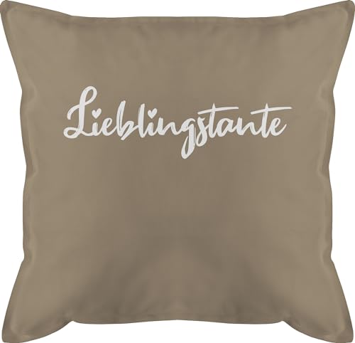 Kissen 50x50 - Deko Tante - Lieblingstante Schriftzug weiß - 50 x 50 cm - Beige - auntie geschenke+für+tante geschenk für beste tante. kissenbezug tantes männerkissen teyze kissenhülle tanten von Shirtracer