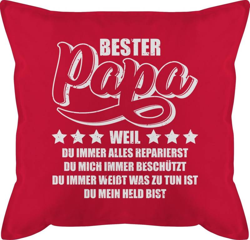 Shirtracer Dekokissen Bester Papa weil du mein Held bist - weiß, Vatertagsgeschenk Kissen von Shirtracer