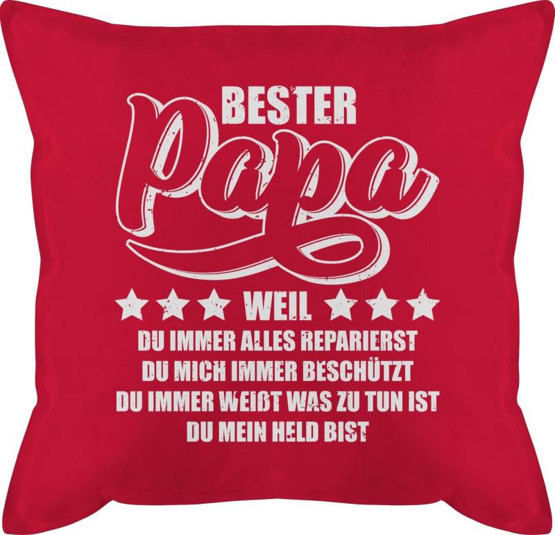 Shirtracer Dekokissen Bester Papa weil du mein Held bist - weiß, Vatertagsgeschenk Kissen von Shirtracer