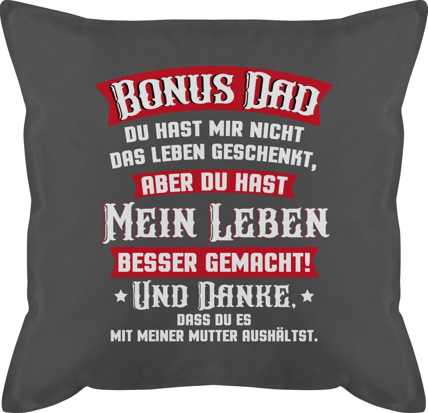 Shirtracer Dekokissen Bonus Dad - rot/weiß, Vatertagsgeschenk Kissen von Shirtracer