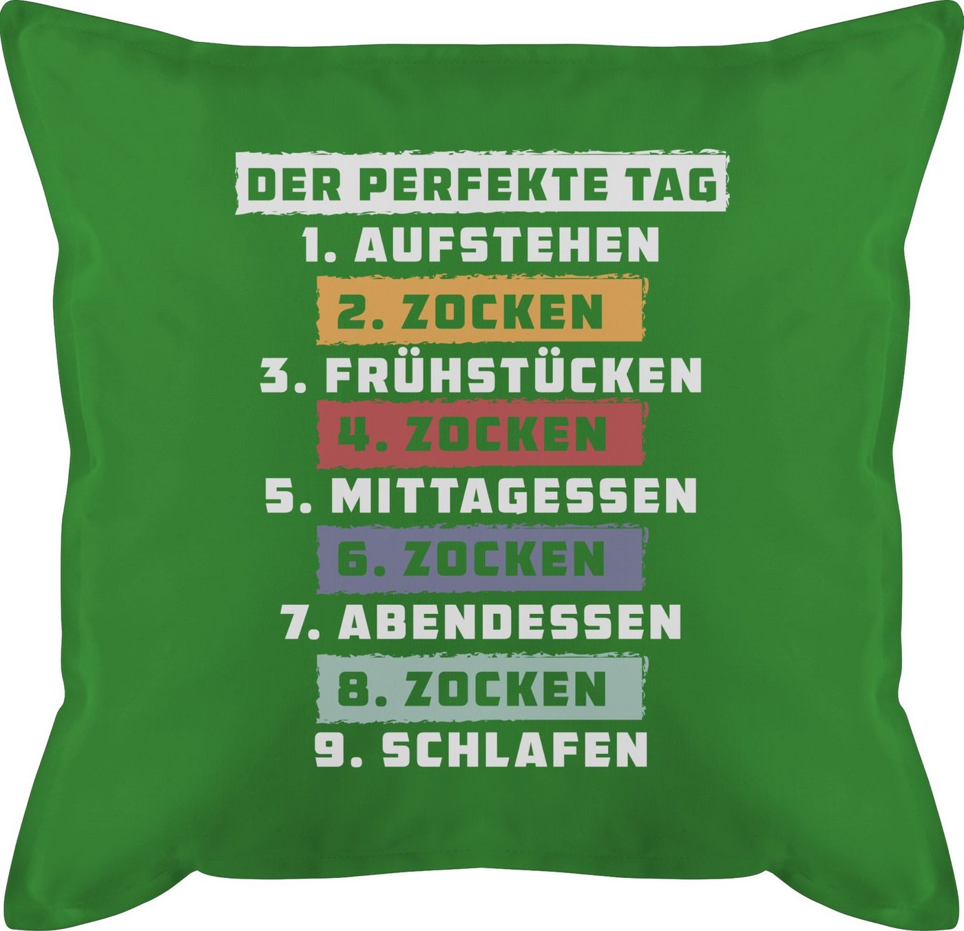 Shirtracer Dekokissen Der perfekte Tag - Zocken - Weiß, Deko-Kissen mit Spruch von Shirtracer