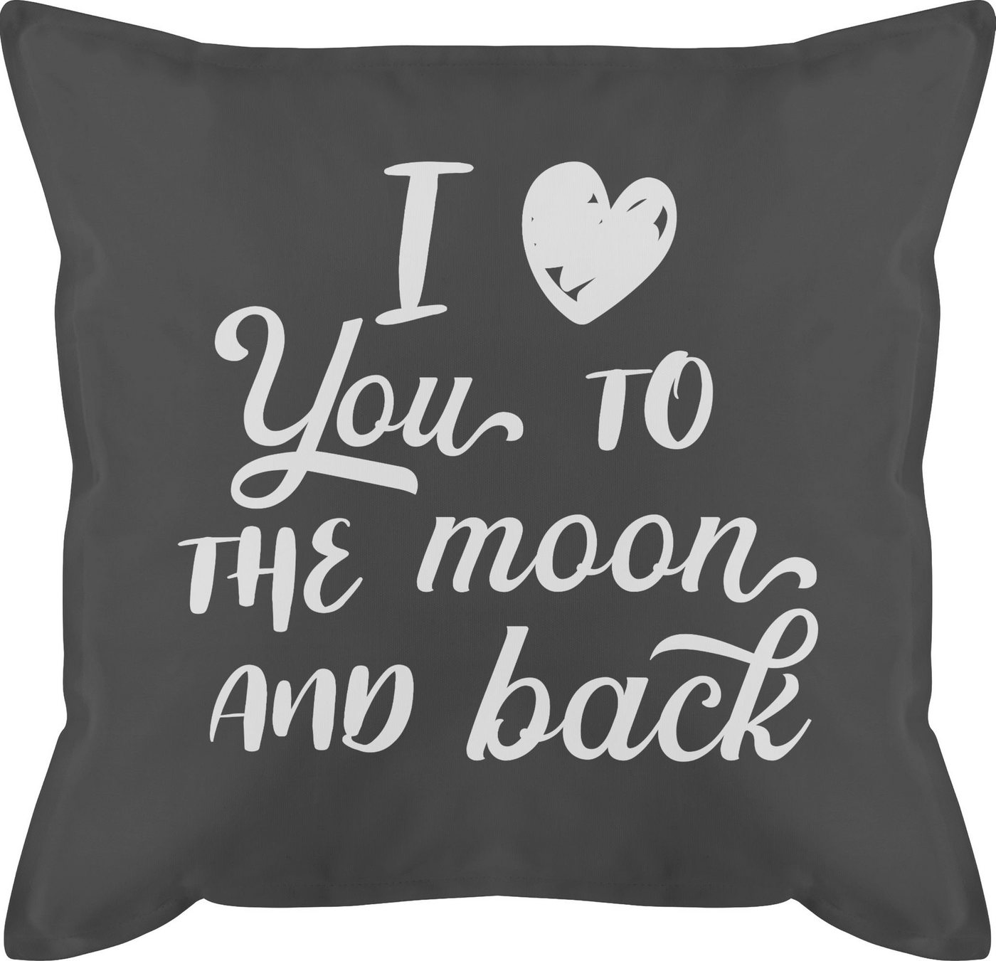 Shirtracer Dekokissen I love you to the moon and back weiß, Dekokissen Valentinstag Geschenk von Shirtracer