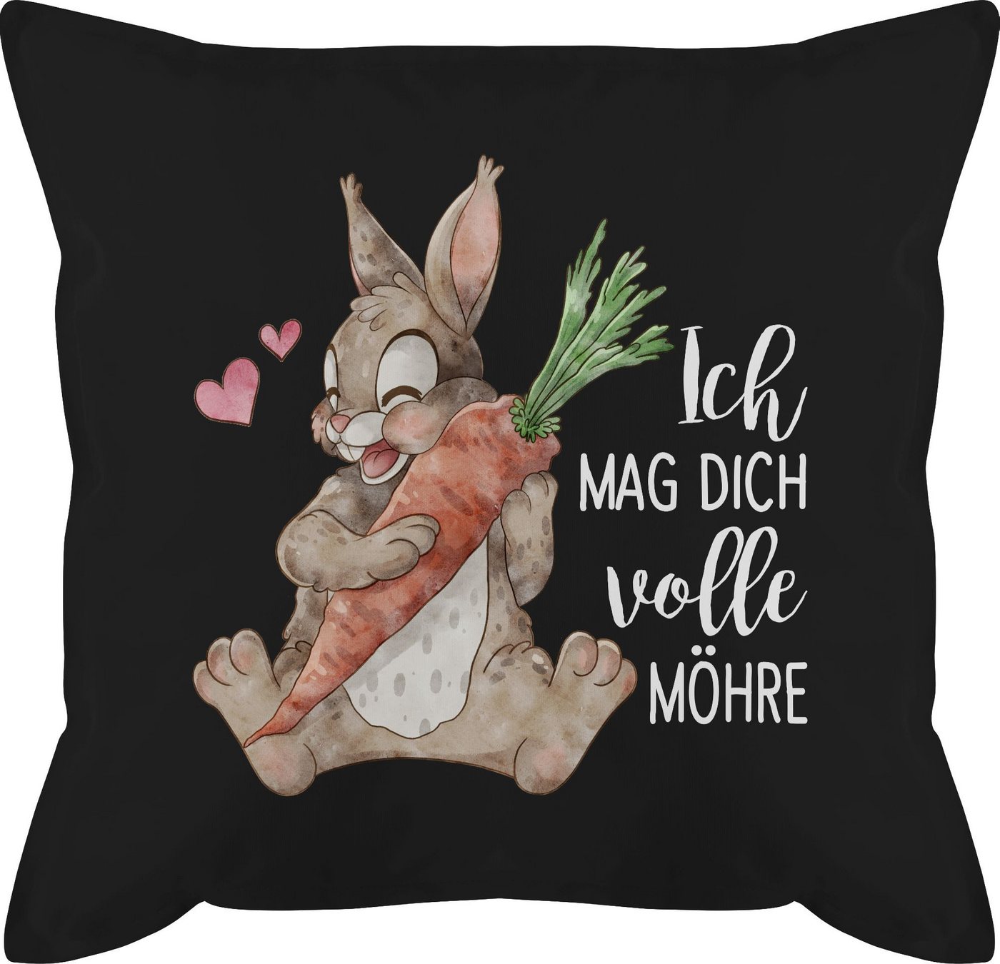 Shirtracer Dekokissen Ich mag dich volle Möhre mit Hase weiß, Deko-Kissen mit Spruch von Shirtracer