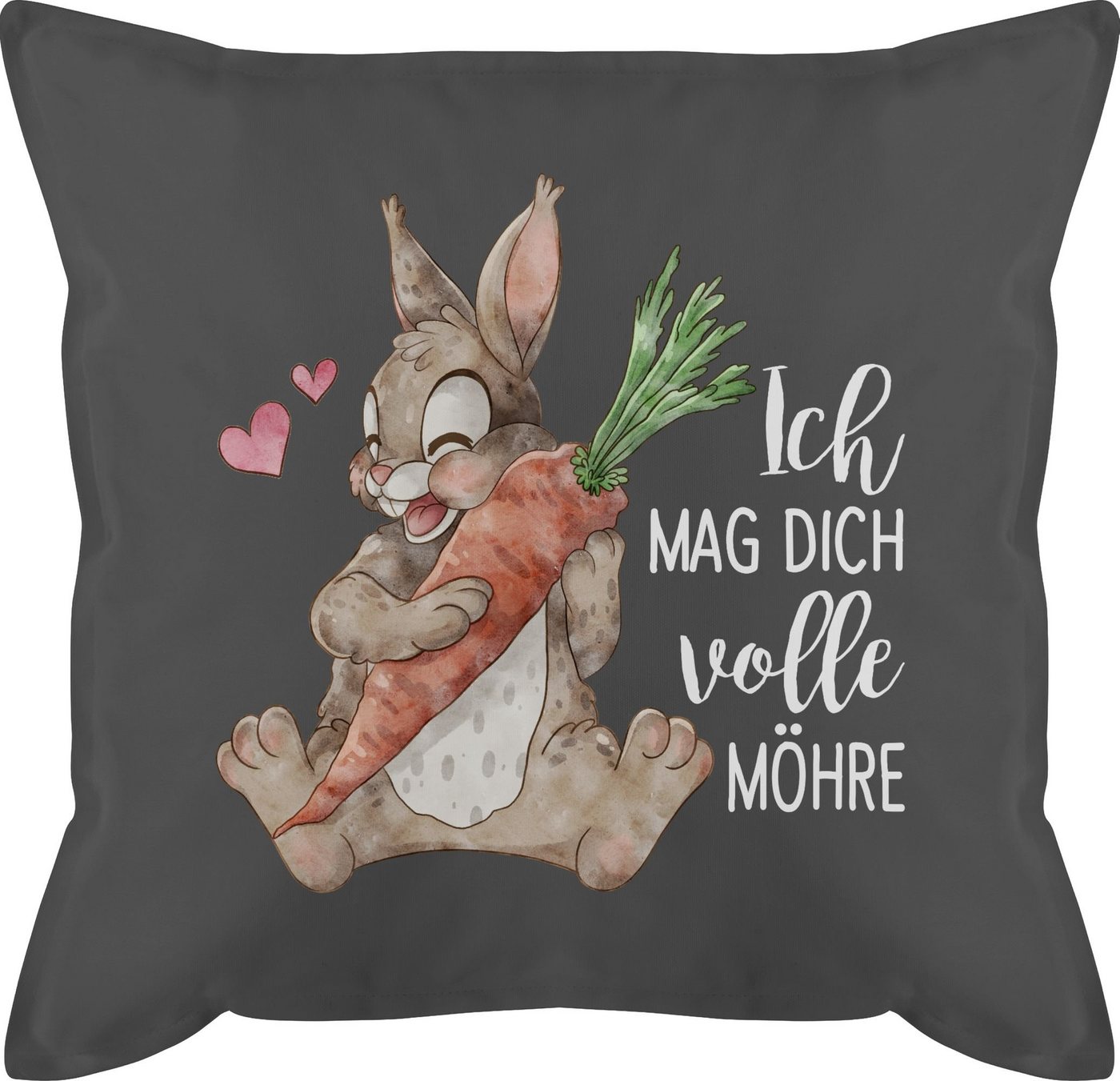 Shirtracer Dekokissen Ich mag dich volle Möhre mit Hase weiß, Deko-Kissen mit Spruch von Shirtracer