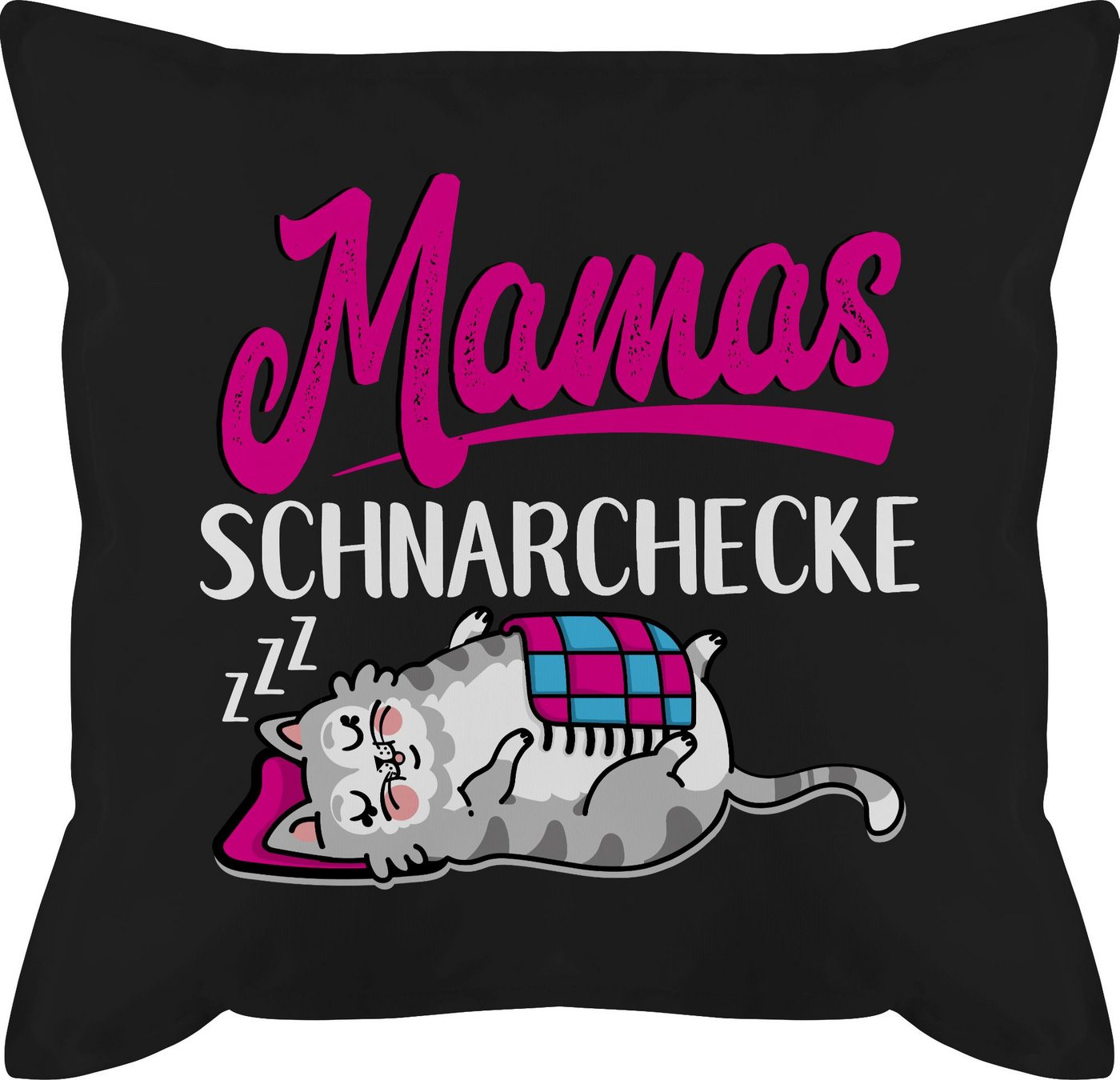 Shirtracer Dekokissen Mamas Schnarchecke Katze - weiß/fuchsia, Muttertagsgeschenk von Shirtracer