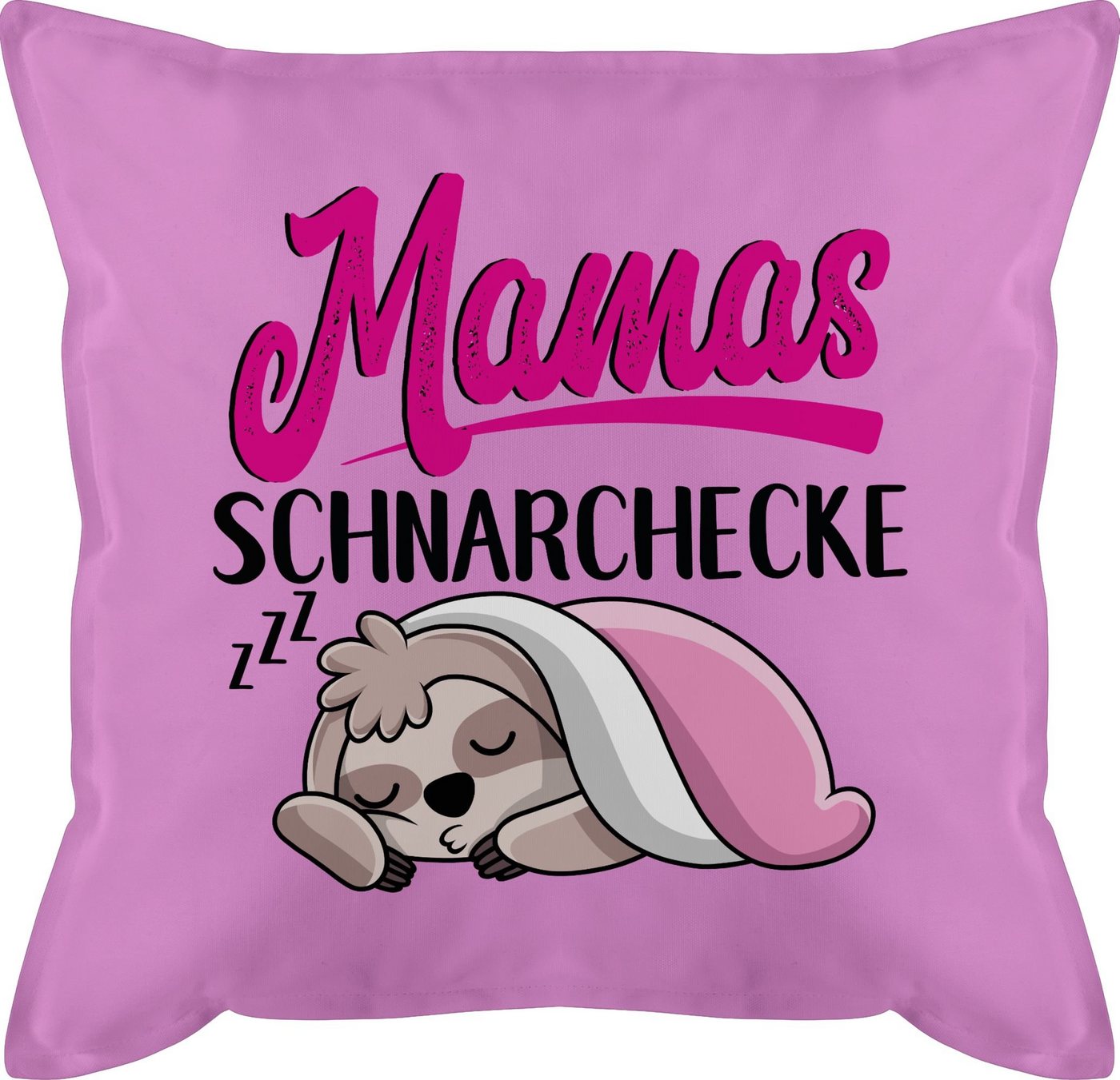 Shirtracer Dekokissen Mamas Schnarchecke mit Faultier - schwarz, Muttertagsgeschenk von Shirtracer