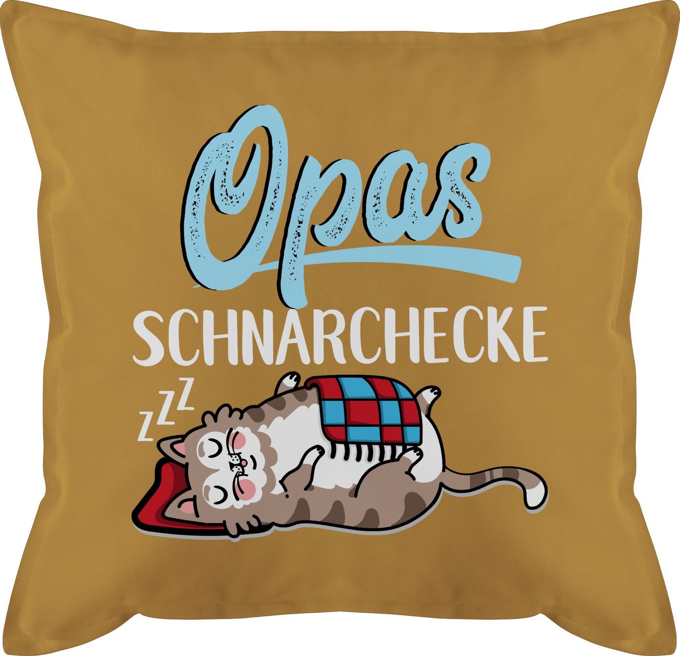 Shirtracer Dekokissen Opas Schnarchecke Katze - weiß/blau, Opa Großvater von Shirtracer