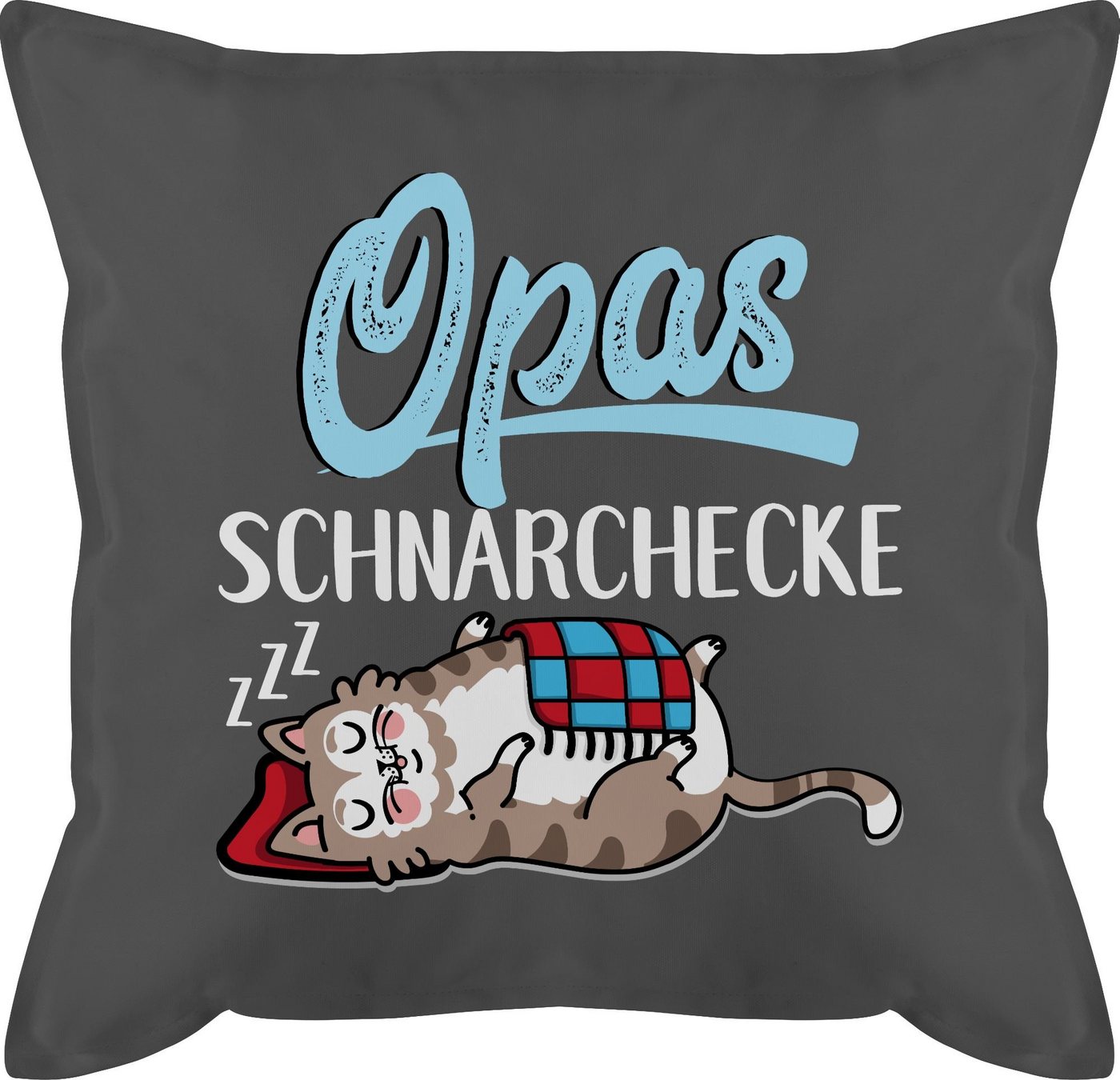 Shirtracer Dekokissen Opas Schnarchecke Katze - weiß/blau, Opa Großvater von Shirtracer