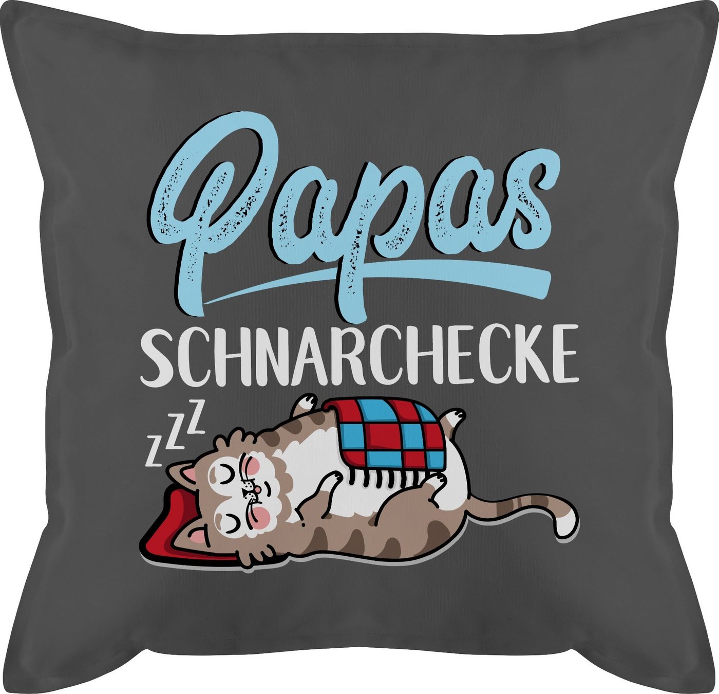 Shirtracer Dekokissen Papas Schnarchecke Katze - weiß/blau, Vatertagsgeschenk Kissen von Shirtracer