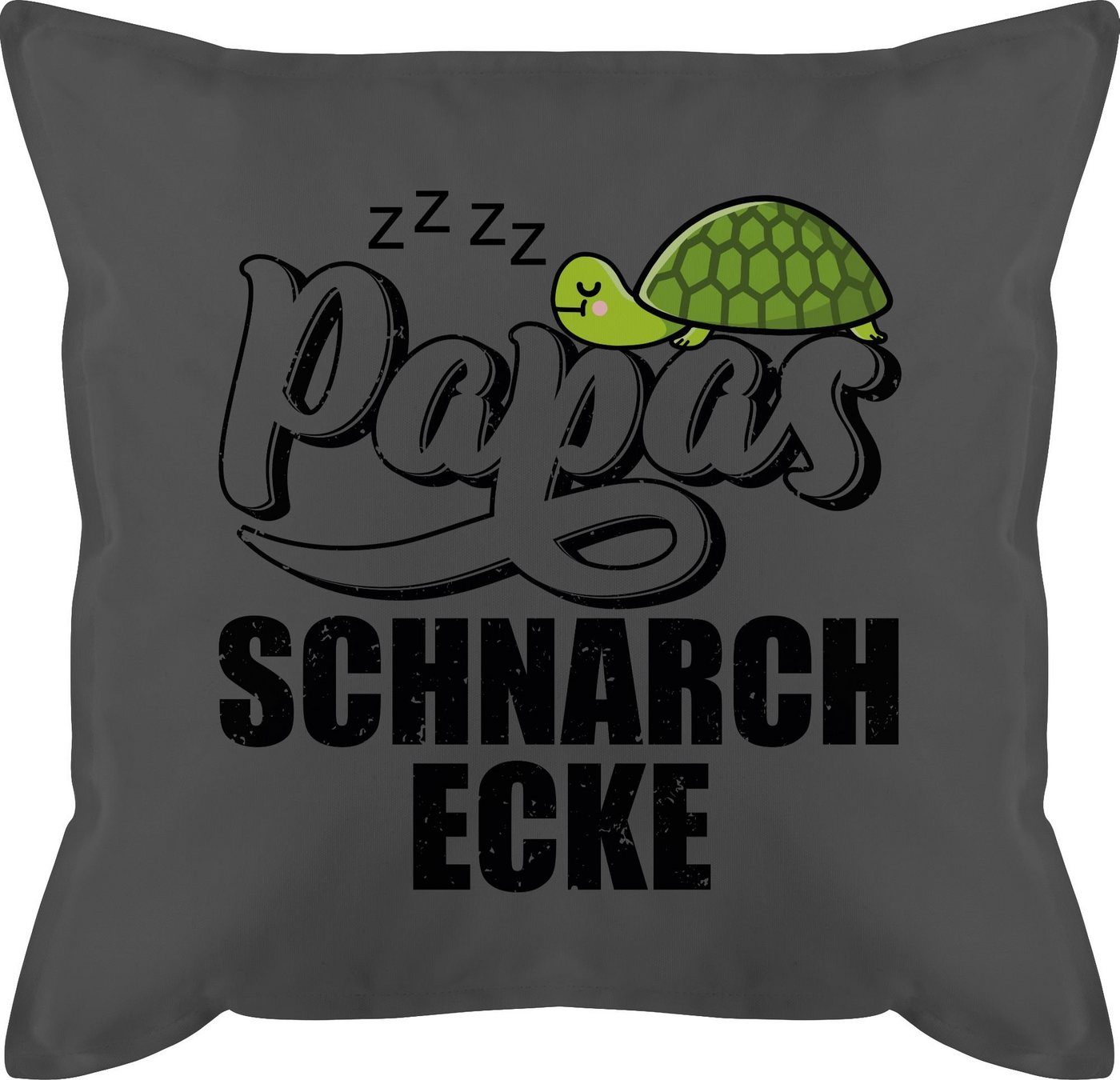 Shirtracer Dekokissen Papas Schnarchecke mit Schildkröte - Lettering - schwarz, Vatertagsgeschenk Kissen von Shirtracer