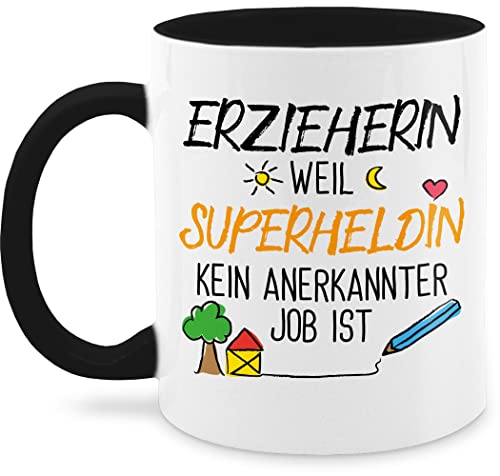 Tasse Tassen 325ml - Erzieherin - Tassen - Erzieherin Superheldin - 325 ml - Schwarz - q9061 geschenk erzieherinnen weil nur noch eine pflanze geschenke personalisierte anerkannte kaffeetasse für von Shirtracer