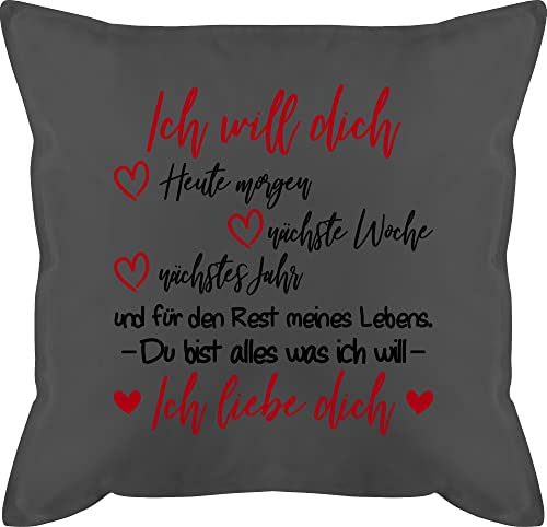 Shirtracer Kissen 50x50 - Valentinstag Partner Ideen - Ich Will Dich Rest meines Lebens - Ich Liebe Dich - 50 x 50 cm - Grau - poduszka NA walentynki Jahrestag Geschenk Fuer ihn walentinstag Freund von Shirtracer