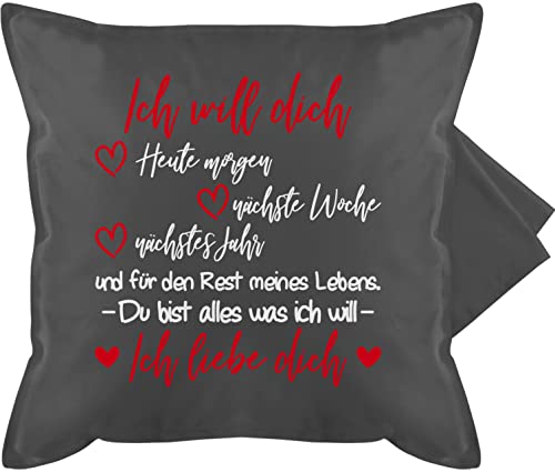 Shirtracer Kissenbezug - Valentinstag Kissen Ideen - Ich Will Dich Ich Liebe Dich - Partner Geschenke für Männer Weihnachten Geschenke Frauen Freund Sie Ihn Valentinsgeschenke - 50 x 50 cm - Grau von Shirtracer