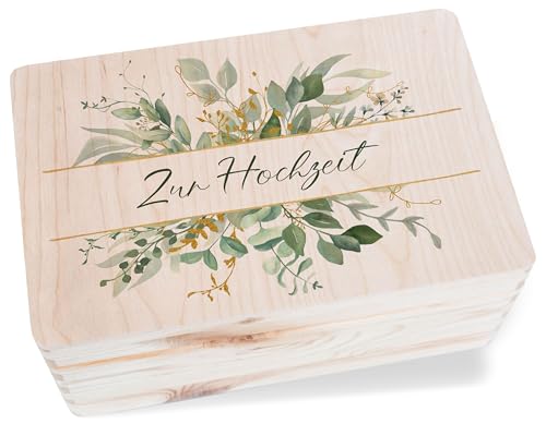 Shirtracer Holzkiste Erinnerungsbox - Erinnerungskiste Zur Hochzeit Geschenk Holzbox Hochzeitskarten I Brautpaar Geschenkidee Brautpaare I Verpackung Hochzeitsgeschenk - 30 x 20 x 14 - Holz von Shirtracer