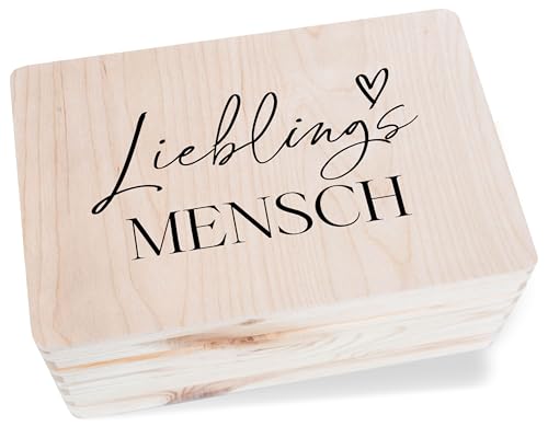 Shirtracer Holzkiste Erinnerungsbox - Freundin - Lieblingsmensch Box | Freunde Box Lieblings Mensch | Herzensmensch Box | Geschenkideen | Valentinstag | Weihnachten - 30 x 20 x 14 - Holz von Shirtracer