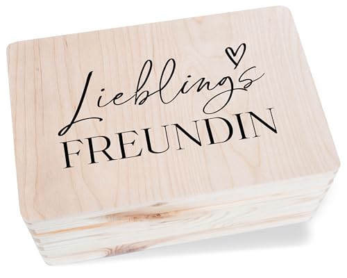 Holzkiste Erinnerungsbox - Lieblingsfreundin | Geburtstagsgeschenk für Beste Freundin Box | Geschenk Box für Freundin | Beste Freundin Geschenke Box Weihnachten - 30 x 20 x 14 - Holz - erinnerung von Shirtracer