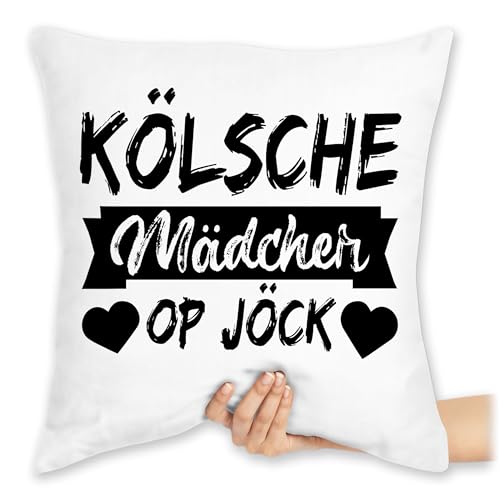 Shirtracer Kissen 40x40 Zierkissen - Karneval & Fasching - Kölner Sprichwort - Kölsche Mädcher op Jöck - schwarz - 40 x 40 cm - Weiß - Fasching- köln Carnevale kölsch Karnevals kölscher Faschings von Shirtracer