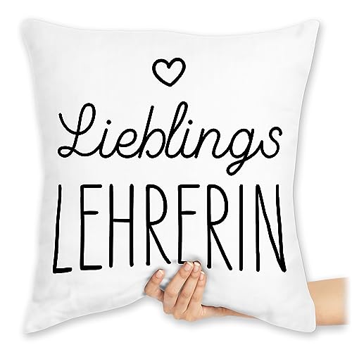 Kissen 40x40 Zierkissen - Lieblingslehrerin Lehrerin Geschenk Lehrerinnen - 40 x 40 cm - Weiß - klassenlehrerin Beste für lieblings Geschenke Fuer eine von Shirtracer