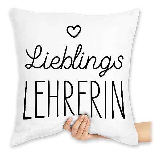 Kissen 40x40 Zierkissen - Lieblingslehrerin Lehrerin Geschenk Lehrerinnen - 40 x 40 cm - Weiß - Geschenk+für+Lehrerin+zierkissen klassenlehrerin Beste Teacher lieblings lehrerinen Lehrerin. von Shirtracer