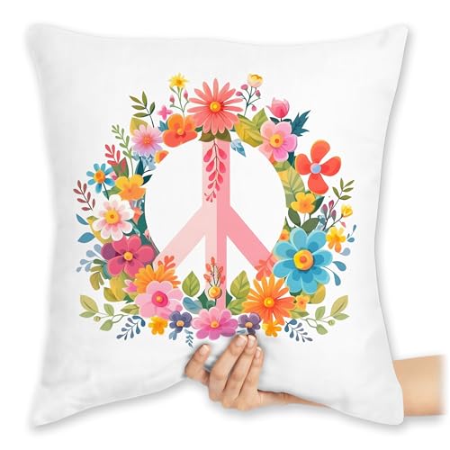 Kissen 40x40 Zierkissen - Statement - Peace Zeichen I Peacezeichen I Frieden I Hippie Flower Power I 60er I 70er Flowerpower - 40 x 40 cm - Weiß - mit Spruch Statements sprüche Kissen 40x40 Zierkissen - Statement - Peace Zeichen I Peacezeichen I Frieden I Hippie Flower Power I 60er I 70er Flowerpower - 40 x 40 cm - Weiß - mit Spruch Statements sprüche von Shirtracer
