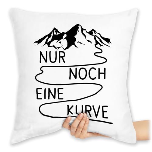 Kissen 40x40 Zierkissen - Wandern - Nur noch eine Kurve - 40 x 40 cm - Weiß - Wanderer Berg Wander Berge Wandertag Bergen Geschenke Wanderfreunde sprüche Geschenk ich gehe Spruch von Shirtracer