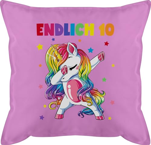 Shirtracer Kissen 50x50-10. Geburtstag - Endlich 10 Jahre - Zehn Jahre Dabbing Einhorn - 50 x 50 cm - Pink von Shirtracer