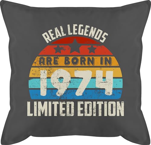 Kissen 50x50 - 50. Geburtstag - Real Legends are born in 1974 Limited Edition Vintage Fünfzigster - 50 x 50 cm - Grau - geschenk für einen jährigen 50er jahre 1973 geschenke jährige 50th 1972 von Shirtracer