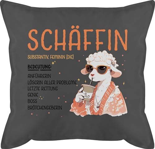 Shirtracer Kissen 50x50 - Beruf Deko Job - Schäffin - Chefin Geschenk Anführerin Leiterin Vorgesetzte Lustig Witzig Weihnachten - 50 x 50 cm - Grau - Geschenke für von Shirtracer