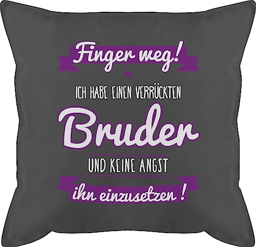 Shirtracer Kissen 50x50 - Ich Habe einen verrückten Bruder lila - 50 x 50 cm - Grau - Geschenk für brüder mit füllung Brother Kissen, Geschwister Geschenke den zu Weihnachten Meinen fur lustig von Shirtracer