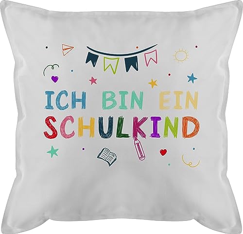 Shirtracer Kissen 50x50 - Einschulung Deko Schulanfang Geschenke - Ich Bin EIN Schulkind - 50 x 50 cm - Weiß - schulkissen Einschulung. schulkinder zur schulanfänger endlich für mädchen erste klasse von Shirtracer